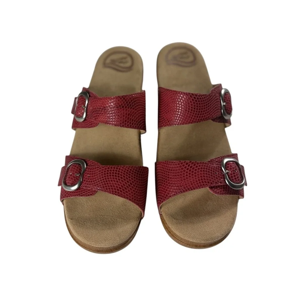 Dansko Sophie Moray Red Leather Slide Sandals Women's EU 42 US 11.5 NEW